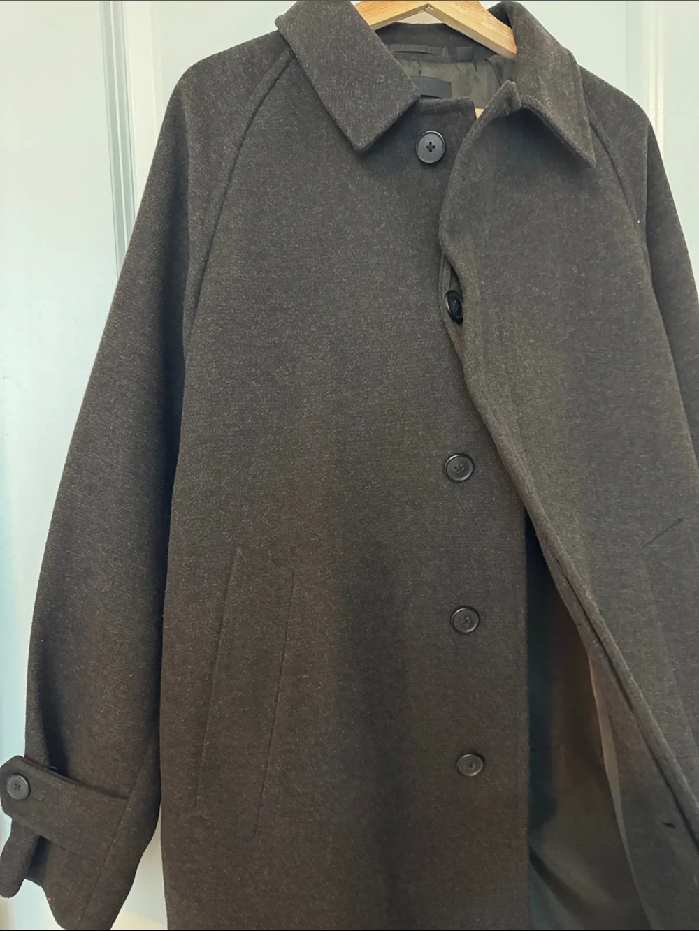 UNIQLO Balmacaan Coat Dark Brown Men's Overcoat Size Medium